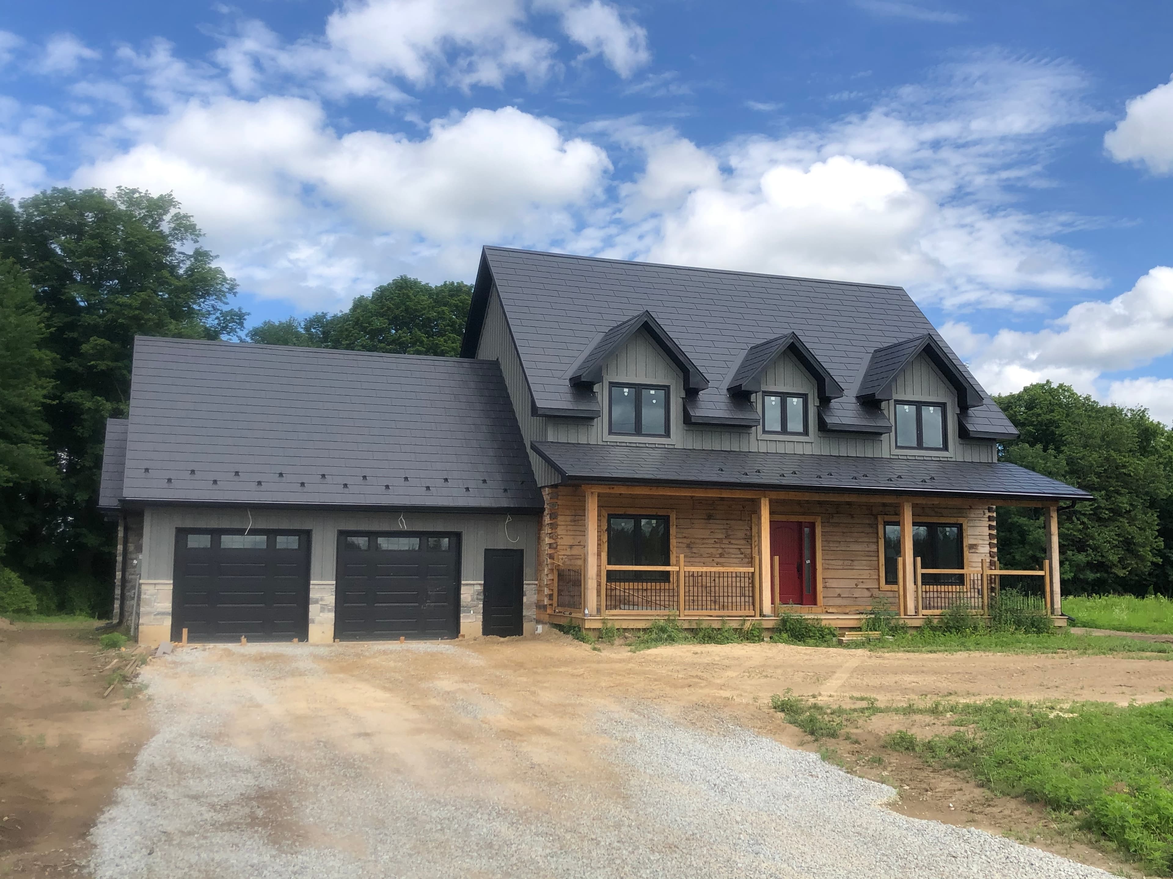New-build log home with dormers