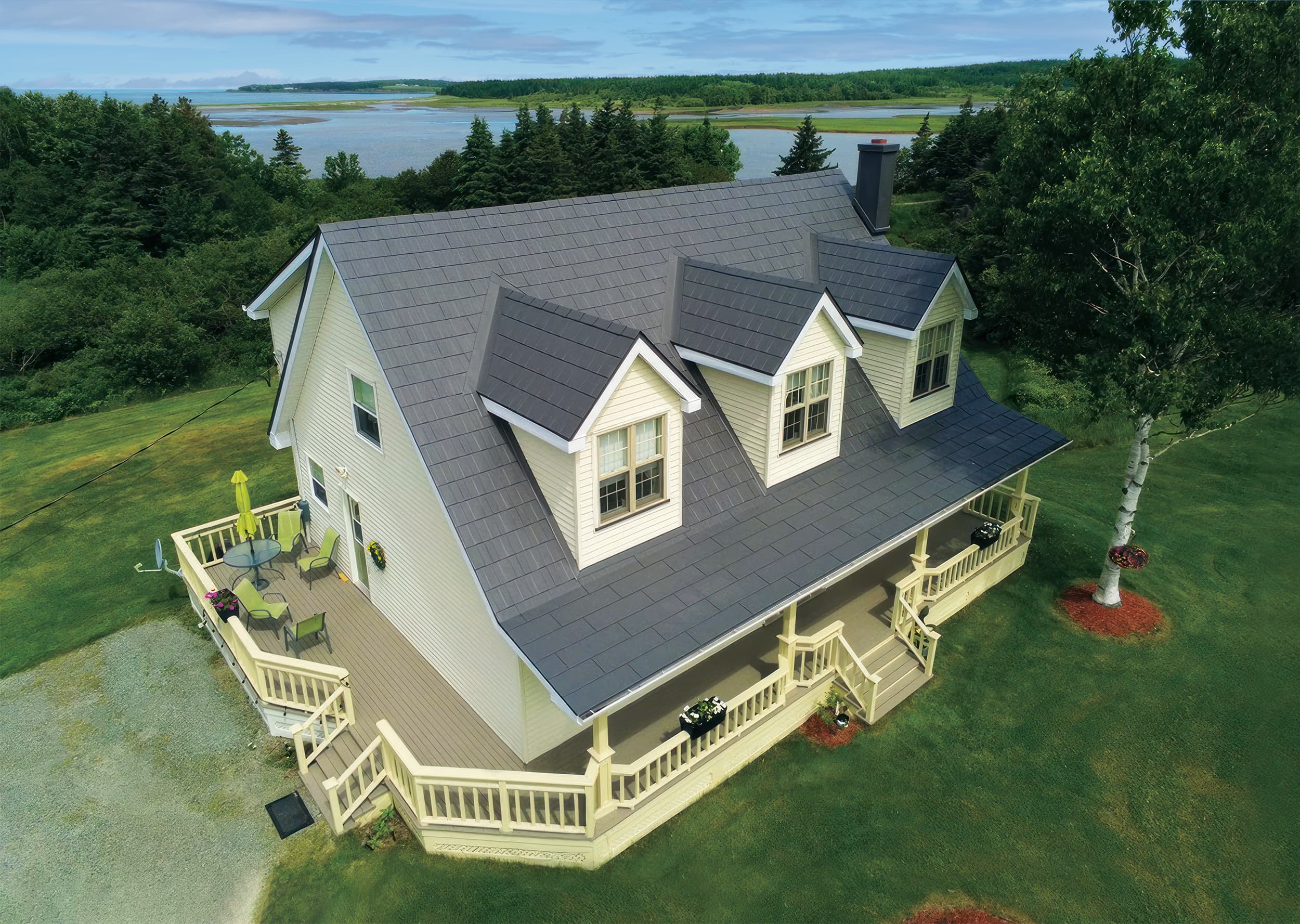 Wakefield Bridge in Granite Grey on a Cape Cod coastal cottage with dormers