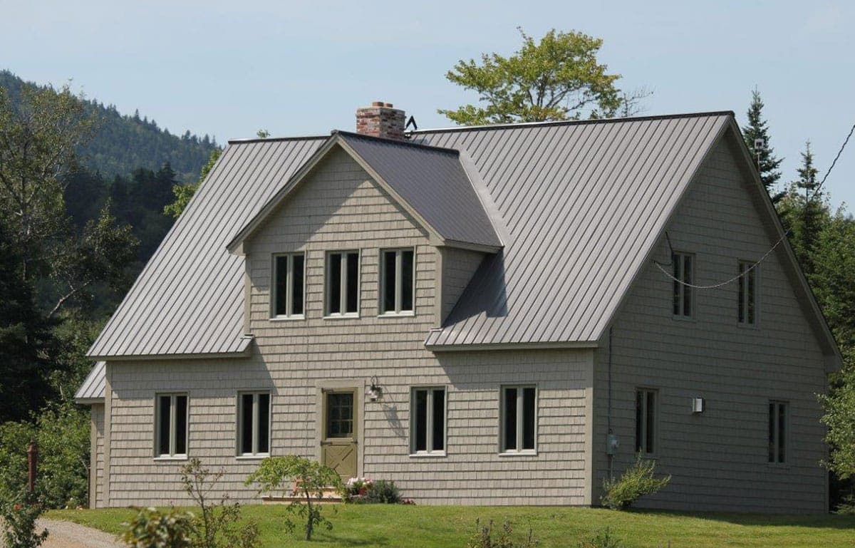 Ameri-Cana corrugated steel roofing installed on a country home