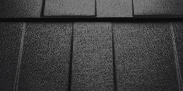 Wakefield Bridge premium steel shingle roof in Black Mica installed on a two-storey home